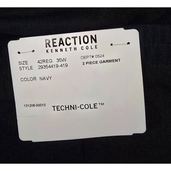 Kenneth Cole Reaction Mens Navy Dress Pants 42R 35W Techni-Cole Stretch Comfort - Picture 4 of 4